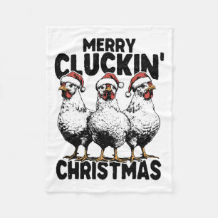 Merry Cluckin Kerst Grappige Kip Liefhebber Santa Fleece Deken