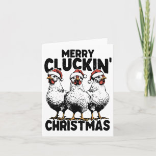 Merry Cluckin Kerst Grappige Kip Liefhebber Santa Kaart