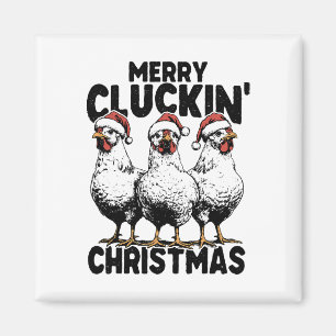 Merry Cluckin Kerst Grappige Kip Liefhebber Santa Magneet