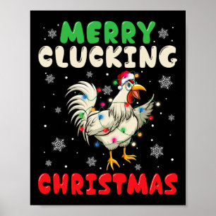 Merry Cluckin Kerst Grappige Kip Santa 1 Poster