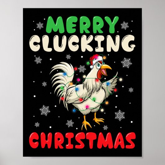 Merry Cluckin Kerst Grappige Kip Santa 1 Poster (Voorkant)