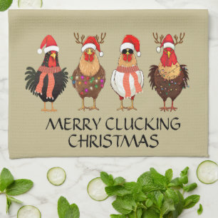 Merry Clucking Christmas beroemd gemaakt door Four Theedoek