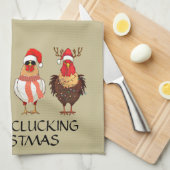 Merry Clucking Christmas beroemd gemaakt door Four Theedoek (Quarter Fold)