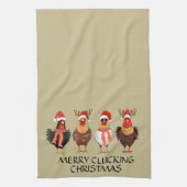 Merry Clucking Christmas beroemd gemaakt door Four Theedoek (Verticaal)