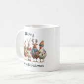 Merry Clucking Christmas Blauwgroen Groene Kip Koffiemok (Voorkant links)