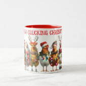 Merry Clucking Christmas - Chicken Chorus Line Tweekleurige Koffiemok (Center)