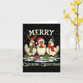 Merry Clucking Christmas Chicken Farm Animal Xmas  Kaart (Gele Bloem)