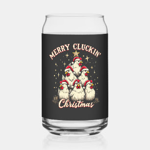 Merry Clucking Christmas Funny Chicken Roosters Blikvorm Glas