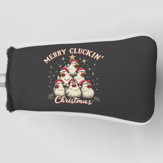 Merry Clucking Christmas Funny Chicken Roosters Golfheadcover (Voorkant)