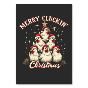 Merry Clucking Christmas Funny Chicken Roosters Kaart