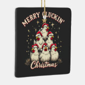 Merry Clucking Christmas Funny Chicken Roosters Keramisch Ornament (Rechts)