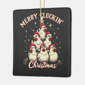 Merry Clucking Christmas Funny Chicken Roosters Keramisch Ornament (Links)