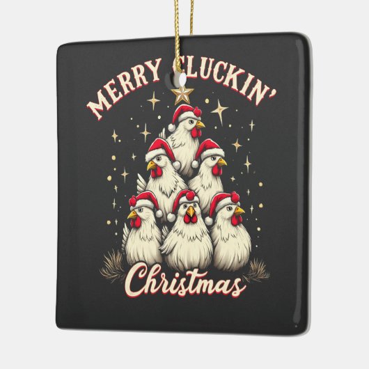 Merry Clucking Christmas Funny Chicken Roosters Keramisch Ornament (Links)