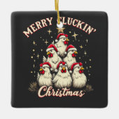 Merry Clucking Christmas Funny Chicken Roosters Keramisch Ornament (Voorkant)