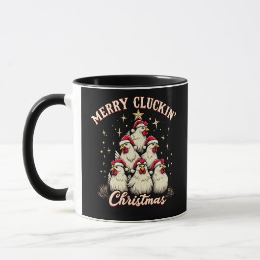Merry Clucking Christmas Funny Chicken Roosters Mok (Links)