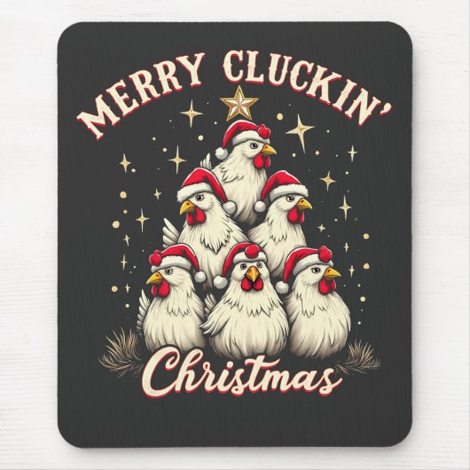 Merry Clucking Christmas Funny Chicken Roosters Muismat (Voorkant)