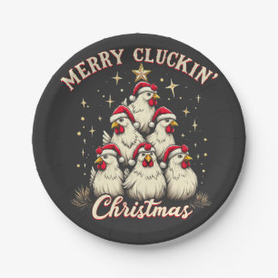Merry Clucking Christmas Funny Chicken Roosters Papieren Bordje