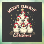 Merry Clucking Christmas Funny Chicken Roosters Raamsticker (Vel 3)