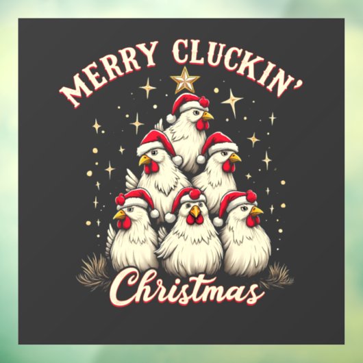 Merry Clucking Christmas Funny Chicken Roosters Raamsticker (Vel 3)