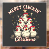 Merry Clucking Christmas Funny Chicken Roosters Raamsticker (Vel 2)