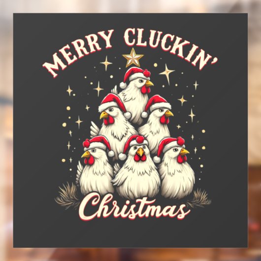 Merry Clucking Christmas Funny Chicken Roosters Raamsticker (Vel 2)