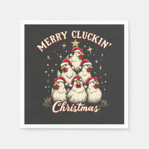 Merry Clucking Christmas Funny Chicken Roosters Servet