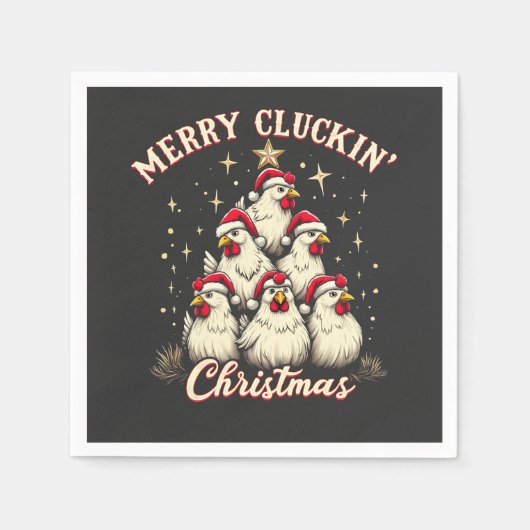 Merry Clucking Christmas Funny Chicken Roosters Servet (Voorkant)