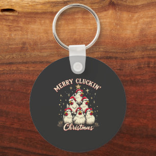 Merry Clucking Christmas Funny Chicken Roosters Sleutelhanger