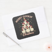 Merry Clucking Christmas Funny Chicken Roosters Vierkante Sticker (Envelop)