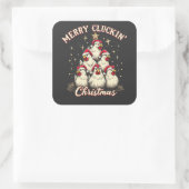 Merry Clucking Christmas Funny Chicken Roosters Vierkante Sticker (Tas)
