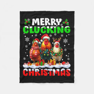 Merry Clucking Christmas Funny Chicken Santa Hat X Fleece Deken