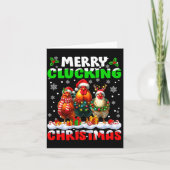 Merry Clucking Christmas Funny Chicken Santa Hat X Kaart (Voorkant)