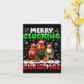 Merry Clucking Christmas Funny Chicken Santa Hat X Kaart (Gele Bloem)