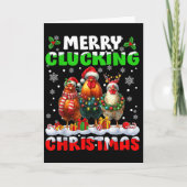 Merry Clucking Christmas Funny Chicken Santa Hat X Kaart (Voorkant)
