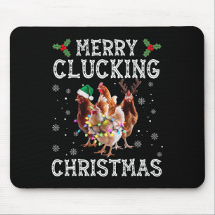 Merry Clucking Christmas Funny Chicken Santa Hat X Muismat