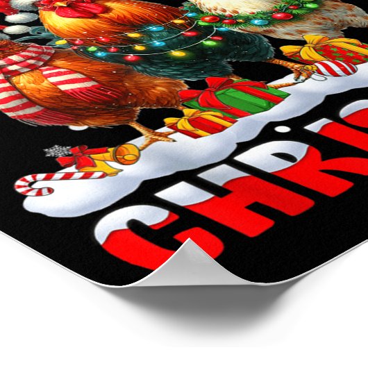 Merry Clucking Christmas Funny Chicken Santa Hat X Poster (Hoek)
