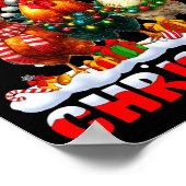 Merry Clucking Christmas Funny Chicken Santa Hat X Poster (Hoek)