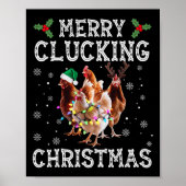 Merry Clucking Christmas Funny Chicken Santa Hat X Poster (Voorkant)