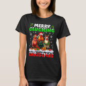 Merry Clucking Christmas Funny Chicken Santa Hat X T-shirt (Voorkant)