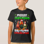 Merry Clucking Christmas Funny Chicken Santa Hat X T-shirt (Voorkant)
