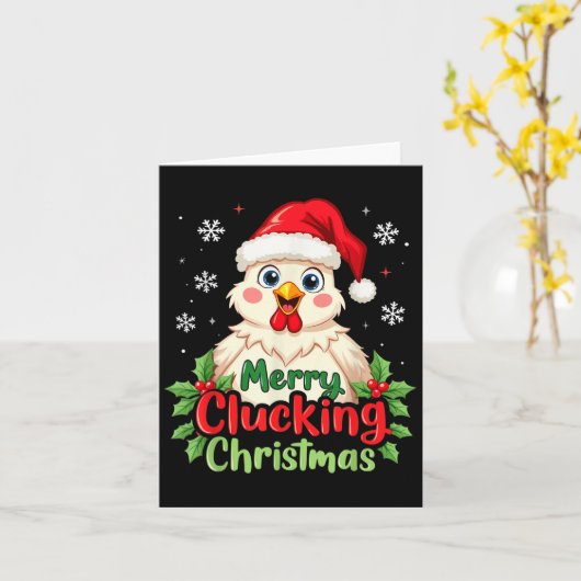 Merry Clucking Kerstkip Kaart (Gele Bloem)