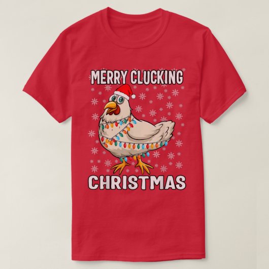 Merry Clucking Santa Hat Chicken T-shirt (Design voorkant)