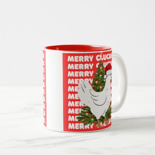 Merry CLUCKMAS coffee mug  Tweekleurige Koffiemok (Voorkant rechts)
