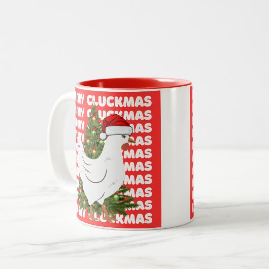 Merry CLUCKMAS coffee mug  Tweekleurige Koffiemok (Voorkant links)