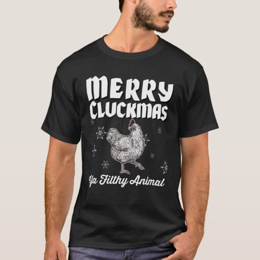 Merry Cluckmas Funny Chicken Christmas Retro Vinta T-shirt (Voorkant)