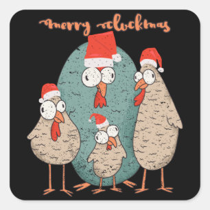 Merry Cluckmas - Funny kerstkippen Vierkante Sticker