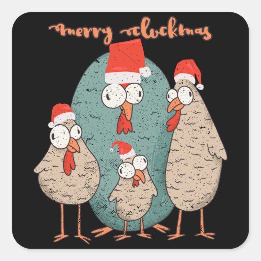 Merry Cluckmas - Funny kerstkippen Vierkante Sticker (Voorkant)