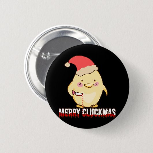 Merry Cluckmas, grappige kerstkip Ronde Button 5,7 Cm (Voorkant /achterkant)