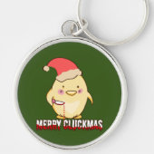 Merry Cluckmas, grappige kerstkip Sleutelhanger (Voorkant)