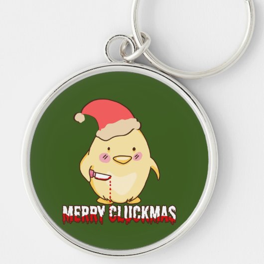 Merry Cluckmas, grappige kerstkip Sleutelhanger (Voorkant)